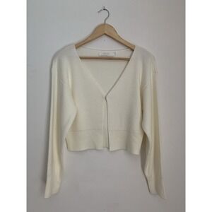 ASTR The Label Cardigan Sz S Cream Knit Hook And Eye V Neck Y2K Inspired Capsule